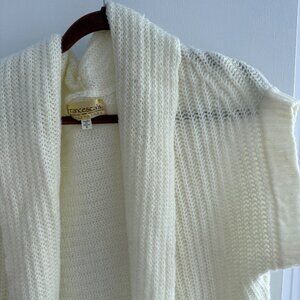 Francesca's Ivory Cream Open Knit Crochet Sweater Vest Small
